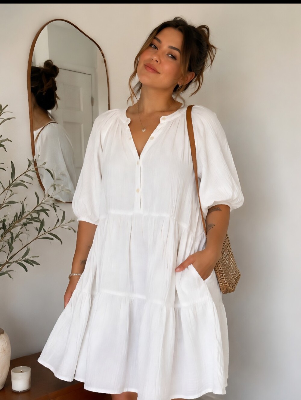White Tiered Babydoll Midi Dress